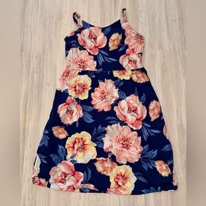 🌸 Girls Navy Floral Sundress with Pink & Yellow Blooms - size SMALL (6-7)